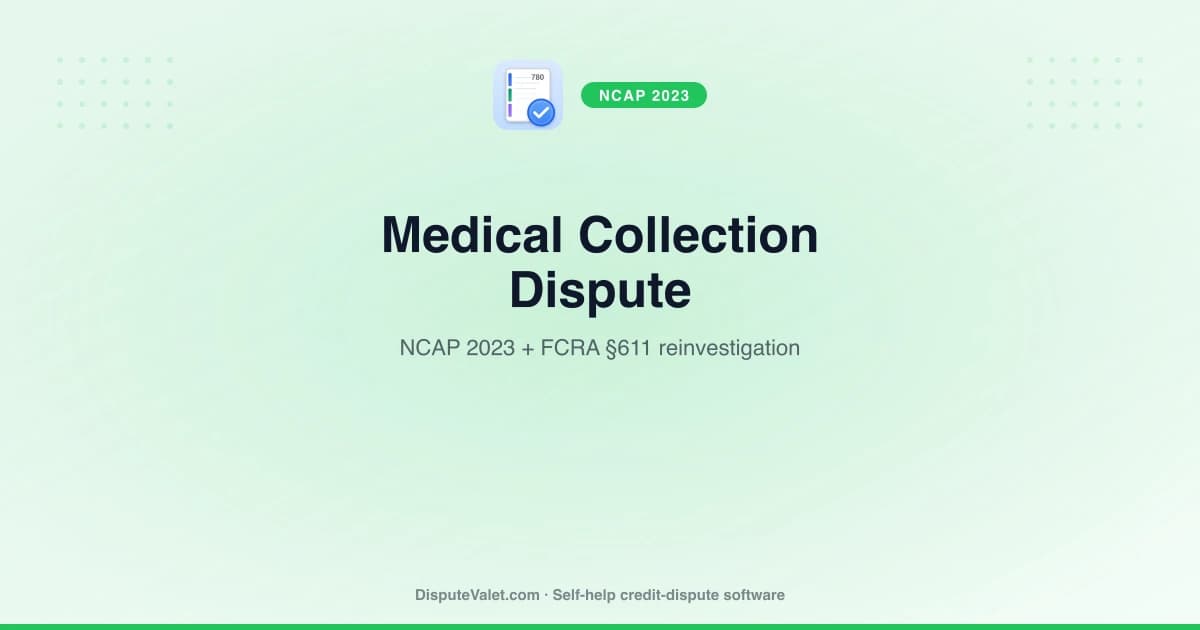 Medical Collection Dispute Letter Template (NCAP 2023)