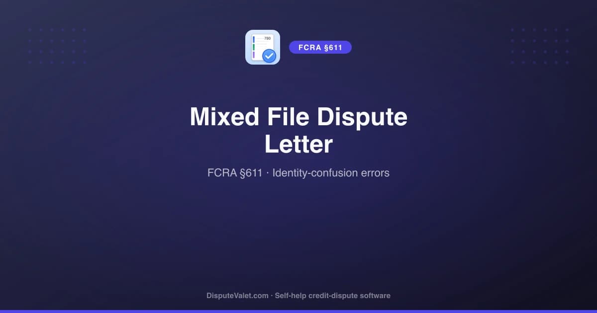 Mixed File Dispute Letter Template (FCRA §611)