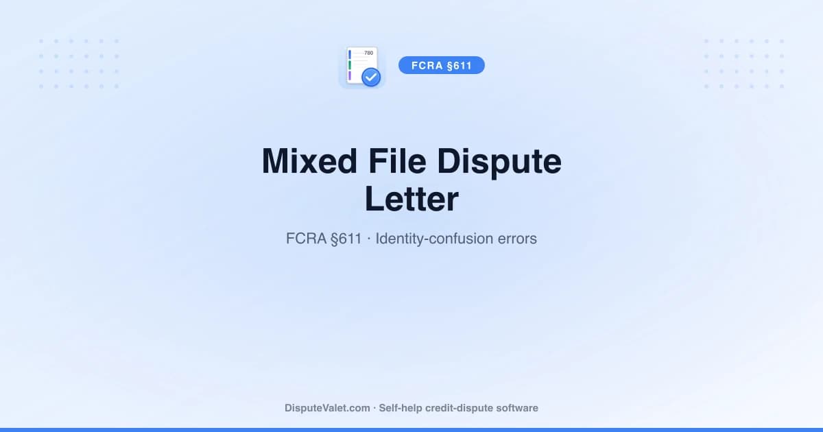 Mixed File Dispute Letter Template (FCRA §611)
