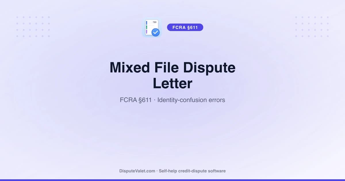 Mixed File Dispute Letter Template (FCRA §611)