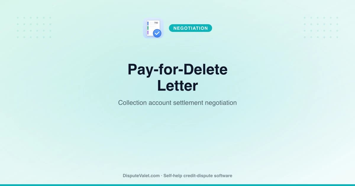 Pay-for-Delete Letter Template (Collection Account)
